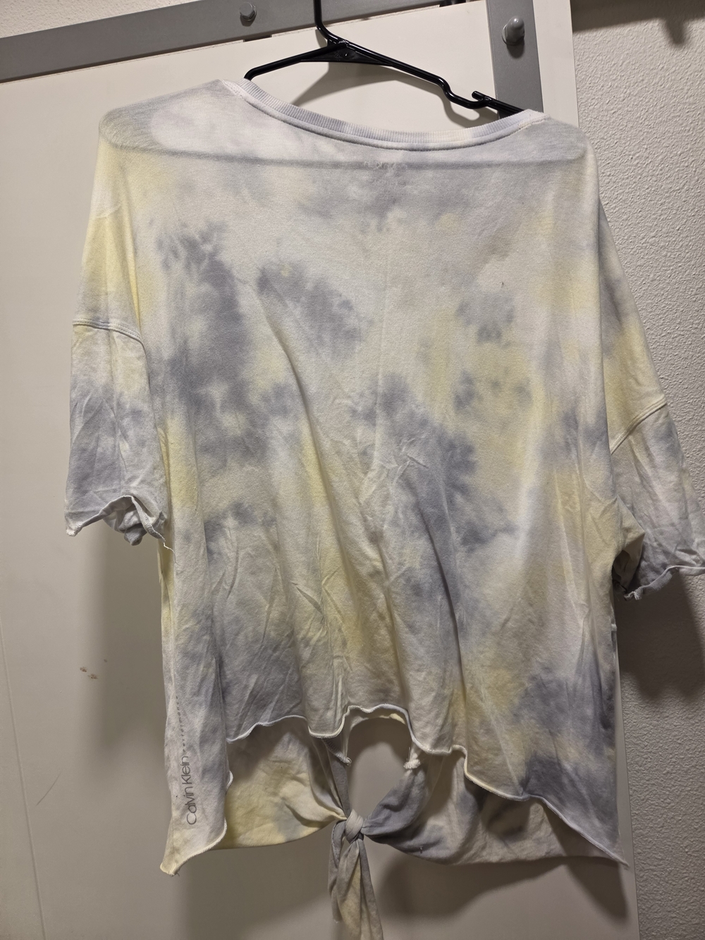 Calvin Klein Yellow and Gray Tie-Front Short Sleeve Tee - Picture 4 of 4